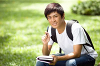 student with pen